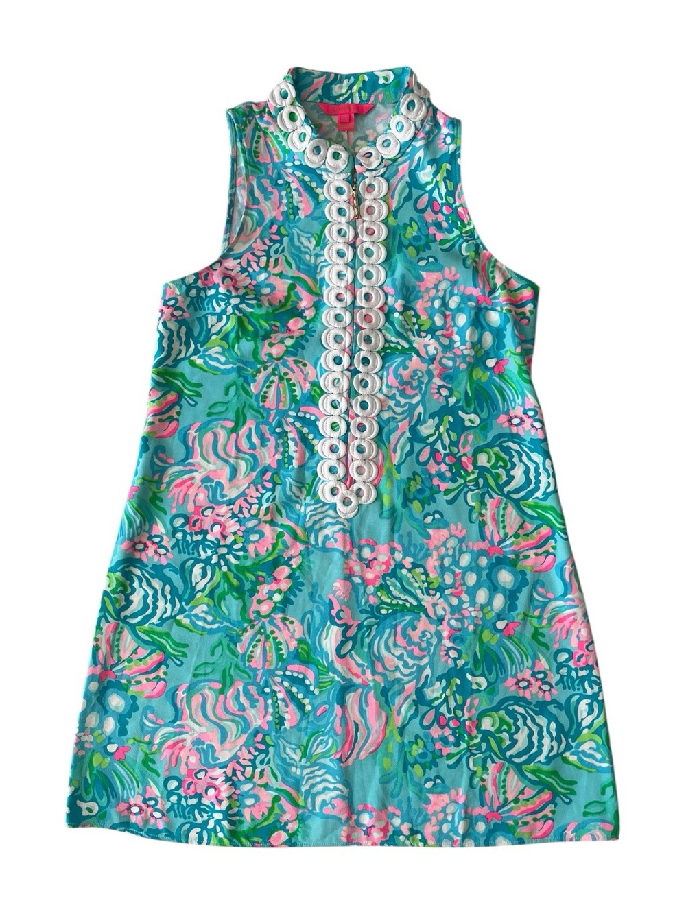 Lilly Pulitzer Womens Size 6 Pink Blue Aqua La Vista Printed Jane Shift Dress